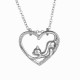 Women Heart Crystal Silver Necklace Lovely Cat Chain Jewelry Gift