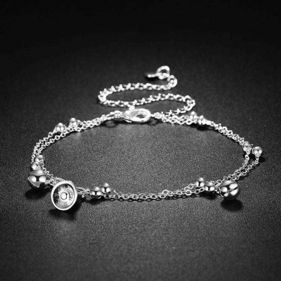 Women Jewelry Silver Plated Anklet Bell Pendant Metal Foot Chain