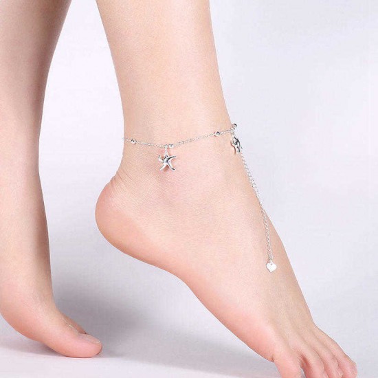 Women Jewelry Silver Plated Anklet Starfish Pendant Metal Ankle Bracelet