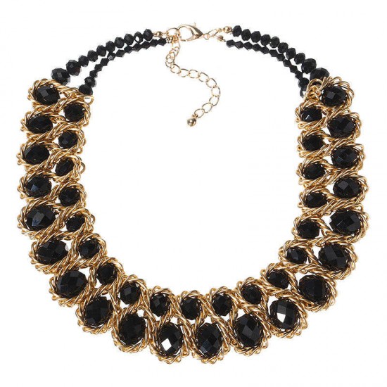 Women Multicolor Crystal Charm Gold Exaggerated Bib statement Necklace Jewelry Gift