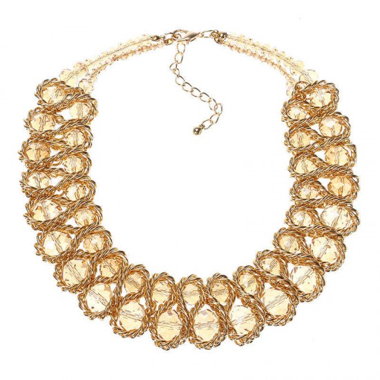 Women Multicolor Crystal Charm Gold Exaggerated Bib statement Necklace Jewelry Gift