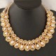 Women Multicolor Crystal Charm Gold Exaggerated Bib statement Necklace Jewelry Gift