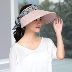 Women Summer Wide Brim Sun Bucket Hat Foldable Anti-UV Gardening Visor Cap