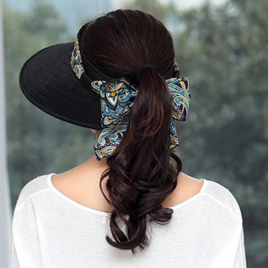 Women Summer Wide Brim Sun Bucket Hat Foldable Anti-UV Gardening Visor Cap