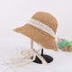 Women Summer Wide Brim UV Protection Beach Straw Hat Elegant Style Floppy Bucket Cap