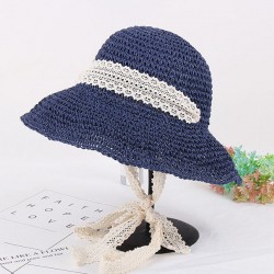 Women Summer Wide Brim UV Protection Beach Straw Hat Elegant Style Floppy Bucket Cap