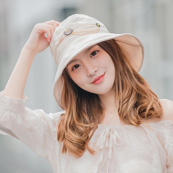 Women Summer Wide Brim UV Protection Bucket Hat Vacation Beach Visor Sun Cap