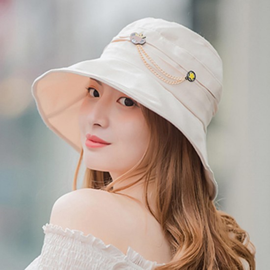 Women Summer Wide Brim UV Protection Bucket Hat Vacation Beach Visor Sun Cap