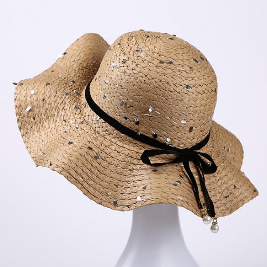 Women Sun Flower Casual Hat Outdoor Summer Sunshade Collapsible Straw Cap