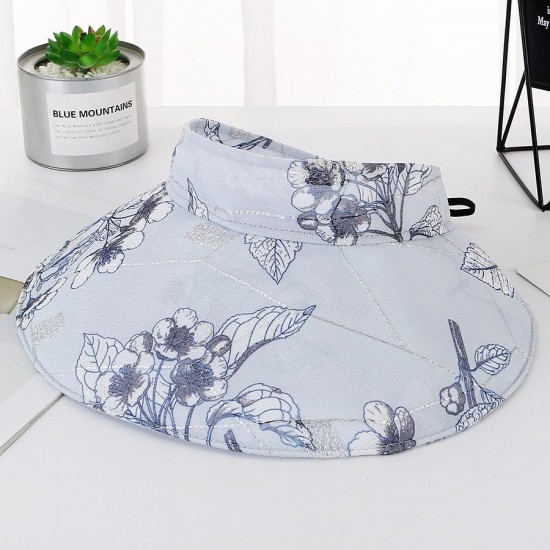 Women Sun Visor Large Brim Hat Summer Floral UV Protection Beach Cap