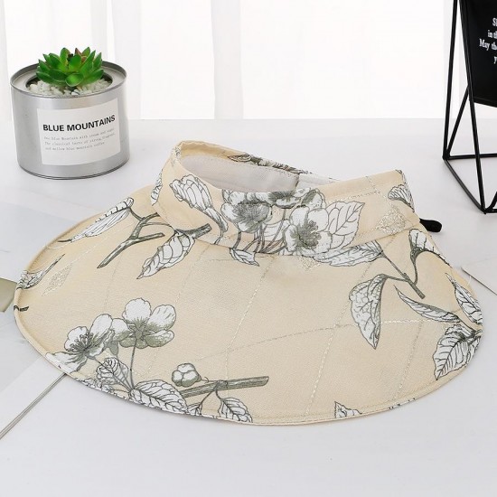 Women Sun Visor Large Brim Hat Summer Floral UV Protection Beach Cap