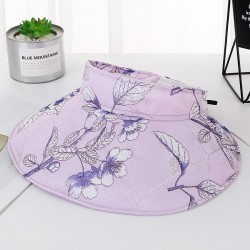 Women Sun Visor Large Brim Hat Summer Floral UV Protection Beach Cap