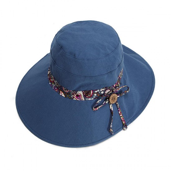 Women Sunscreen Bucket Hat Casual Anti-UV Wide Brim Double Sided Wear Beach Hat