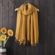 Women Tassel Cotton Chinses Style Fashion Scarf Warm Outdoor Causal Long Square Scarves