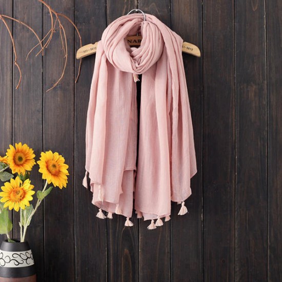 Women Tassel Cotton Chinses Style Fashion Scarf Warm Outdoor Causal Long Square Scarves