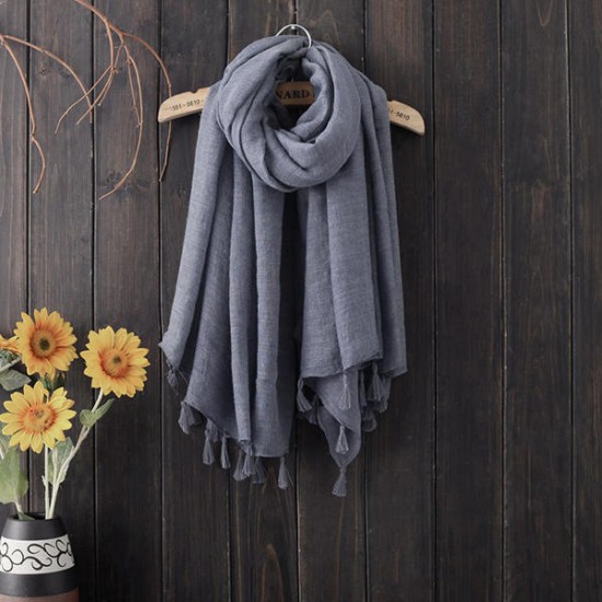 Women Tassel Cotton Chinses Style Fashion Scarf Warm Outdoor Causal Long Square Scarves