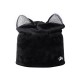 Women Velour Rhinestone Deco Cat Ear Windproof Beanie Cap Animal Hat