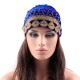 Women Velvet Bow Indian Ethnic Style Side Flower Turban Cap Flexible Headband