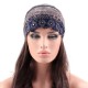 Women Velvet Bow Indian Ethnic Style Side Flower Turban Cap Flexible Headband