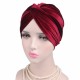 Women Velvet Solid Color Turban Hat Ear Protect Casual Elastic Beanies Cap