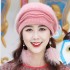 Women Vintage Artificial Rabbit Fur With Velvet Knit Hat Winter Warm Earmuffs Ski Beanie Hat