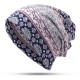 Women Vintage Muslim Ethnic Beanie Hats Outdoor Floral  Double Layers Earmuffs Skull Cap