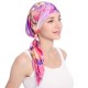 Women Vintage Muslim Floral Bandaged Turban Hat Bohemia Ponytail Headscarf