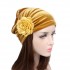 Women Vintage Muslim Flower Pleated Velvet Turban Hat Casual Chemotherapy Beanie Cap