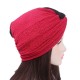 Women Vintage Muslim Polyester Crossed Chemical Turban Hat Casual Stripe Beanie Cap