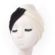 Women Vintage Muslim Polyester Crossed Chemical Turban Hat Casual Stripe Beanie Cap