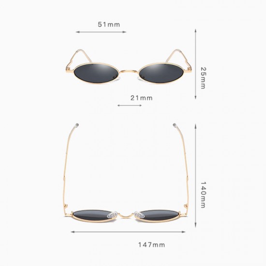 Women Vintage Oval Fashion Sunglasses UV400 Metal Frame Sunglasses Outdoor Travel Beach Sunglasses