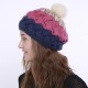 Women Vintage Patchwork Knit Hat Outdoor Winter Earmuffs Ski Skull Cap Beanie