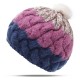 Women Vintage Patchwork Knit Hat Outdoor Winter Earmuffs Ski Skull Cap Beanie