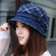 Women Vintage Plaid Polyester UV Protection Bucket Cap Outdoor Large Brim Sun Fishing Hat