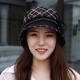 Women Vintage Plaid Polyester UV Protection Bucket Cap Outdoor Large Brim Sun Fishing Hat