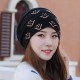 Women Vintage Polyester Breathable Beanie Cap Outdoor Earmuffs Flexible Turban Cap