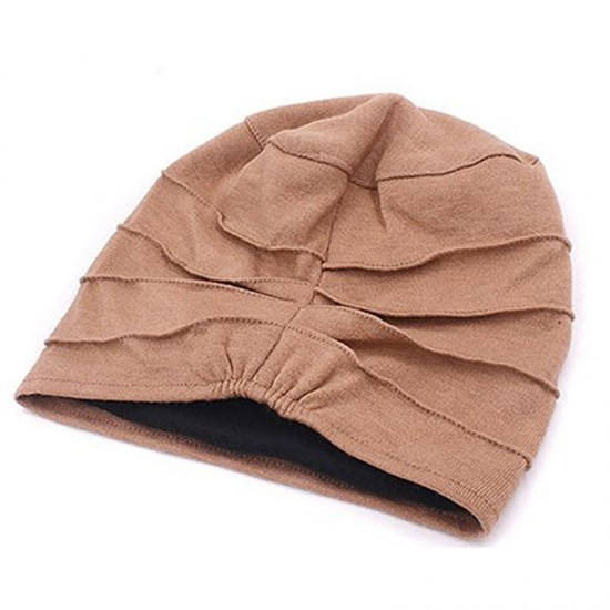 Women Vintage Polyester Breathable Beanie Cap Outdoor Earmuffs Flexible Turban Cap