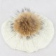 Women Warm Wool Crochet Knitted Beanie Hat Thick Bonnet Solid Hats With Fur Ball