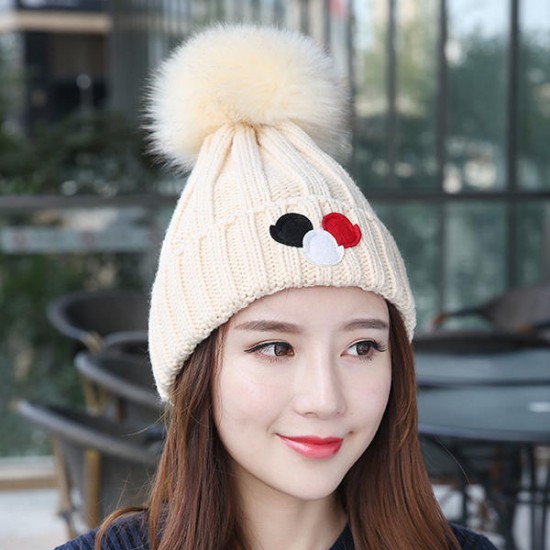 Women Windproof Thicken Plus Velvet Knit Hat Scarf Set Winter Earmuffs Beanie Cap