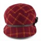 Women Windproof Thicken Woolen Blending Beret Caps Fashion Plaid Earmuffs Peaked Cap