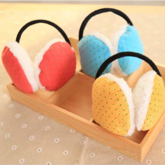 Women Winter Candy-colored Dot Warm Plush Ear Muffs Random Shipment