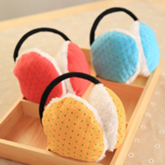 Women Winter Candy-colored Dot Warm Plush Ear Muffs Random Shipment