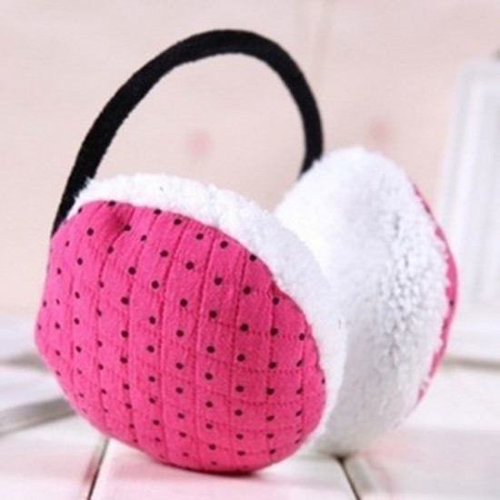 Women Winter Candy-colored Dot Warm Plush Ear Muffs Random Shipment