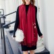 Women Winter Cashmere-Like Plum Embroidery Tassel Ethnic Elegant Scarf Shawl