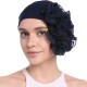 Women Winter Chiffon Muslin Flower Turban Good Elastic Decorative Hair Band Headband