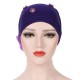 Women Winter Cotton Earmuffs Muslin Chemical Turban Cap Outdoor Flexible Rhinestone Beanie Hat