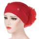 Women Winter Cotton Earmuffs Muslin Chemical Turban Cap Outdoor Flexible Rhinestone Beanie Hat