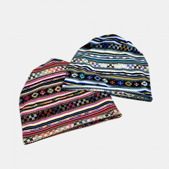 Women Winter Cotton Multi-purpose Flower Printing Casual Beanie Cap Neck Headgear