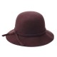 Women Winter Elegant Wool Bucket Hat Bow Tie Wide Brim Solid Floppy Hat