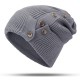 Women Winter Warm Button Ski Knit Beanie Hat Thicken Windproof Earmuffs Skull Cap